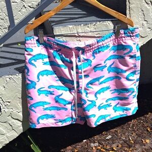 Chubbies The Glades Pink Swim Trunks with Alligator Print Large